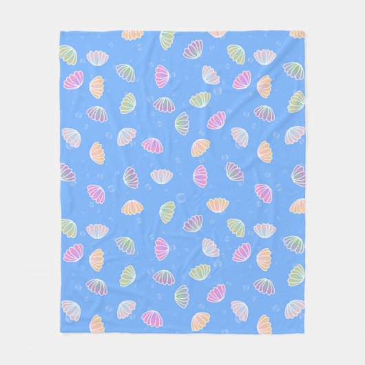 Colorful Seashells Pattern Light Blue Fleece Deken (Voorkant)
