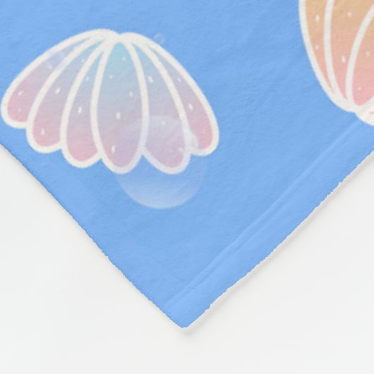 Colorful Seashells Pattern Light Blue Fleece Deken (Hoek)