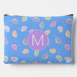 Colorful Seashells Pattern Light Blue Monogram Etui