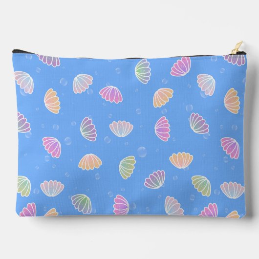 Colorful Seashells Pattern Light Blue Monogram Etui (Achterkant)