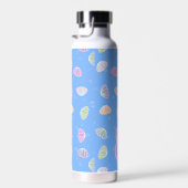 Colorful Seashells Pattern Light Blue Monogram Waterfles (Rechts)