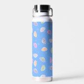 Colorful Seashells Pattern Light Blue Monogram Waterfles (Achterkant)