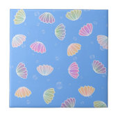 Colorful Seashells Pattern Light Blue Tegeltje (Voorkant)