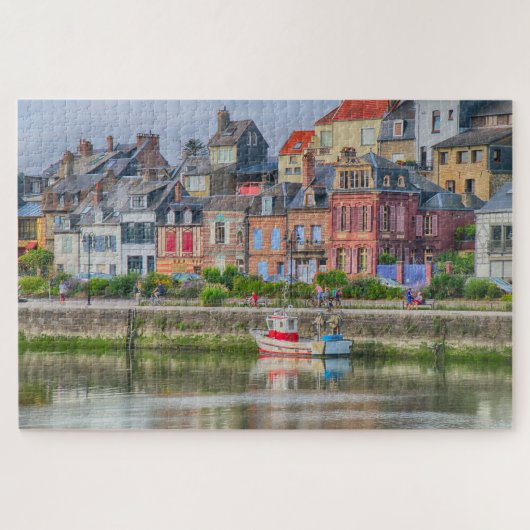 Colorful Seaside Marina Village Boat Saint Valery Legpuzzel (Horizontaal)