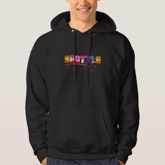 Colorful Seattle Lettering Watercolor Seattle Hoodie (Voorkant)