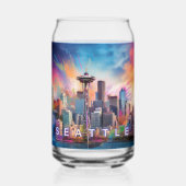 Colorful Seattle Skyline Blikvorm Glas (Voorkant)