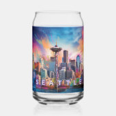 Colorful Seattle Skyline Blikvorm Glas (Achterkant)