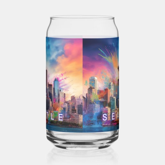 Colorful Seattle Skyline Blikvorm Glas (Links)
