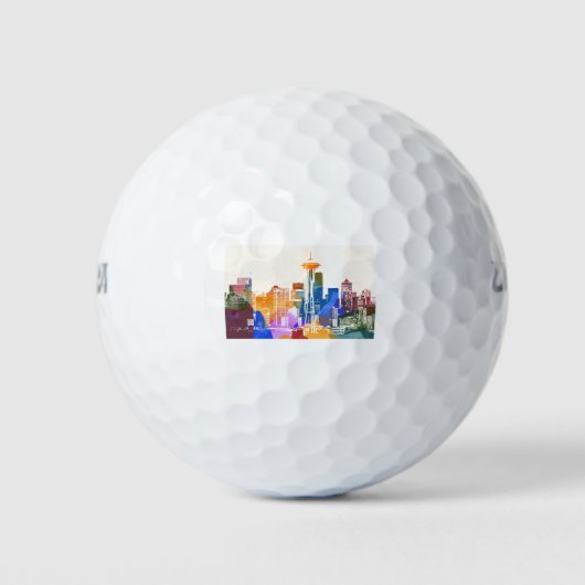 Colorful Seattle Skyline Golfballen (Voorkant)