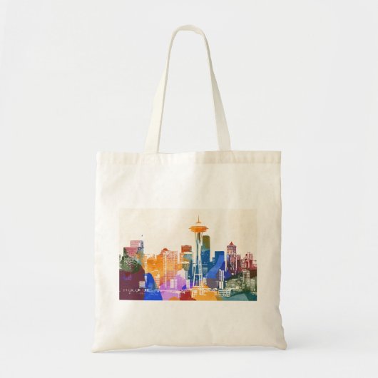 Colorful Seattle Skyline Tote Bag (Voorkant)