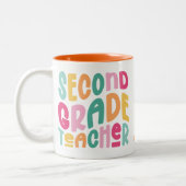 Colorful Second Grade Teacher  Tweekleurige Koffiemok (Links)
