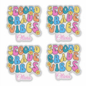 Colorful Second Grade Vibes Back to School Retro Sticker (Voorkant)