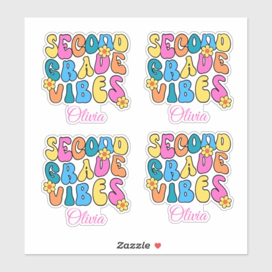 Colorful Second Grade Vibes Back to School Retro Sticker (Vel)