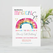 Colorful Sequin Rainbow 6th magical birthday Kaart (Staand voorkant)