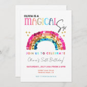 Colorful Sequin Rainbow 6th magical birthday Kaart (Voorkant / Achterkant)