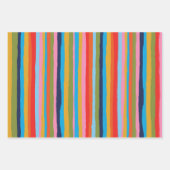 Colorful Serrate Stripes Bold Vertical Pattern Inpakpapier Vel (Voorkant)