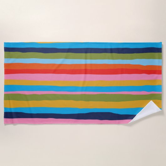 Colorful Serrate Stripes Painted Boho Pattern Strandlaken (Voorkant)