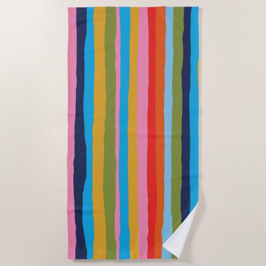 Colorful Serrate Stripes Painted Boho Pattern Strandlaken (Voorkant)