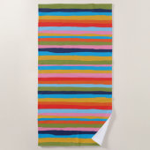 Colorful Serrate Stripes Painted Boho Pattern Strandlaken (Voorkant)
