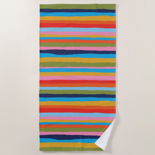 Colorful Serrate Stripes Painted Boho Pattern Strandlaken (Voorkant)