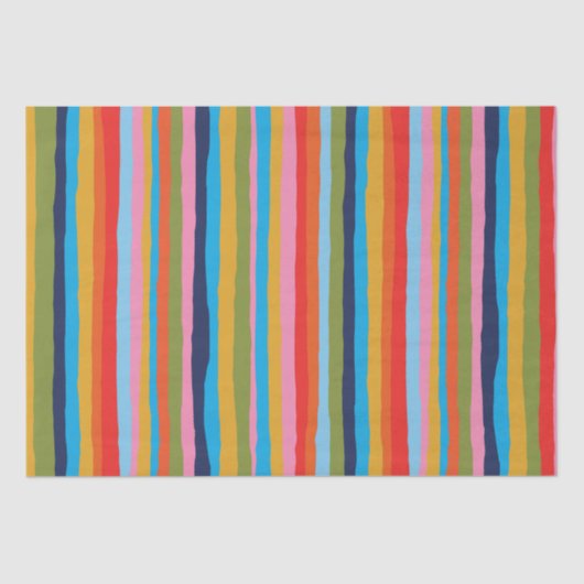 Colorful Serrate Stripes Painted Boho Pattern Tissuepapier (Voorkant)