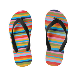Colorful Serrate Stripes Pattern Kinder Teenslippers