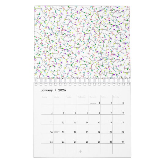 Colorful Sewing Pins White Dressmaker Seamstress Kalender (Jan 2026)