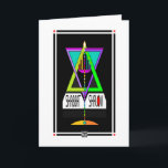 Colorful Shabbat Shalom Menorah in Magen David Kaart<br><div class="desc">Om ontvangers fijn te vinden,  verzend deze kleurloos verlichte en hoge menorah binnen een multi-hued Magen David,  die op ambachtelijke wijze Shabbat Shalom op een nieuwe en unieke manier verklaart!  ~ karyn</div>