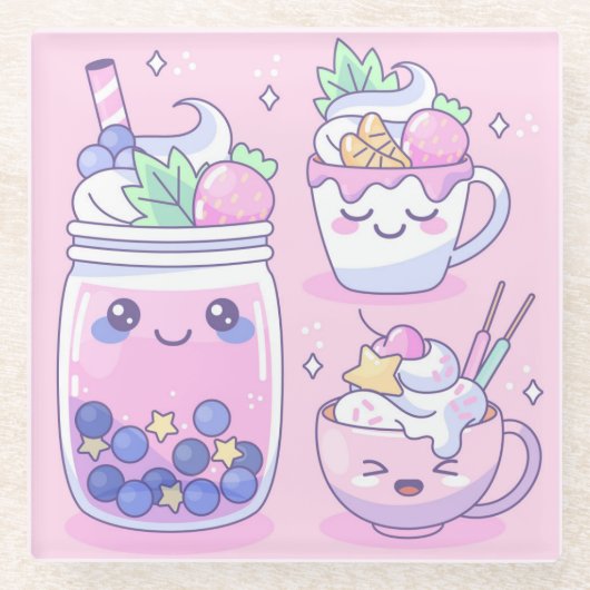 Colorful Shakes Glazen Onderzetter (Voorkant)