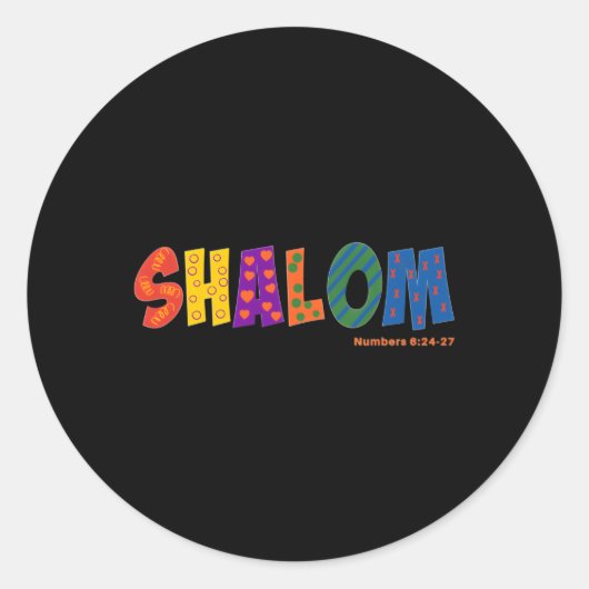 Colorful Shalom Ronde Sticker (Voorkant)