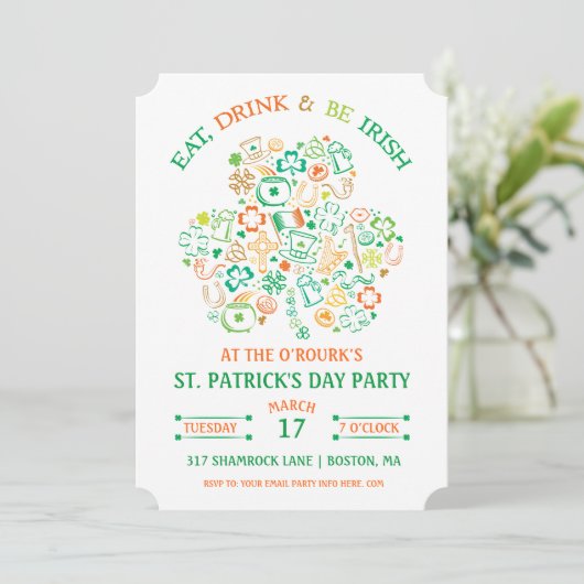 Colorful Shamrock St. Patrick's Day Invitation Kaart (Staand voorkant)