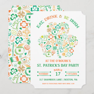 Colorful Shamrock St. Patrick's Day Invitation Kaart