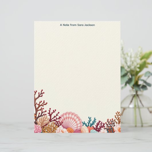 Colorful Shell Border Stationery Paper Briefhoofd (Staand voorkant)