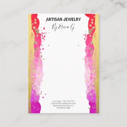 Colorful Shimmering Gold Earring Display Card Visitekaartje (Voorkant)