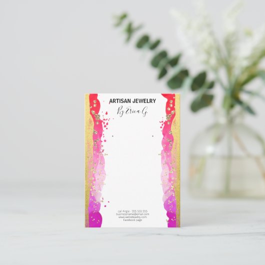 Colorful Shimmering Gold Earring Display Card Visitekaartje (Staand voorkant)