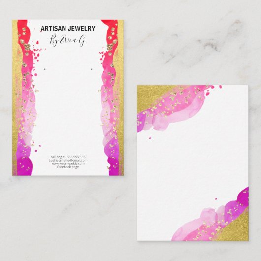Colorful Shimmering Gold Earring Display Card Visitekaartje (Voorkant / Achterkant)