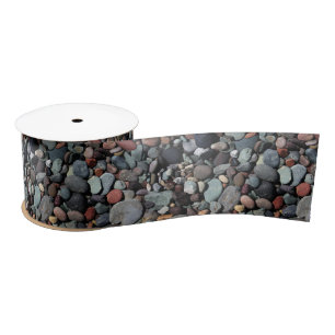 Colorful Shiny Beach Stones Patroon Satijnen Lint