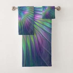Colorful Shiny Fantasy Flower Abstract Fractal Art Bad Handdoek