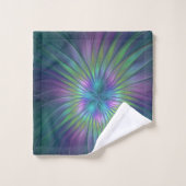 Colorful Shiny Fantasy Flower Abstract Fractal Art Bad Handdoek (Wasdoekje)