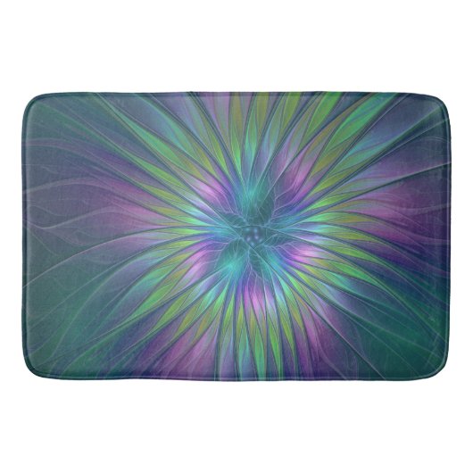 Colorful Shiny Fantasy Flower Abstract Fractal Art Badmat (Voorkant)