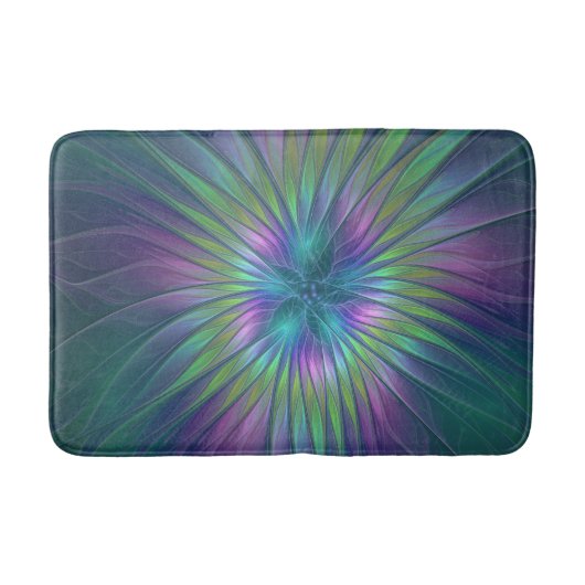 Colorful Shiny Fantasy Flower Abstract Fractal Art Badmat (Voorkant)