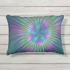 Colorful Shiny Fantasy Flower Abstract Fractal Art Buitenkussen