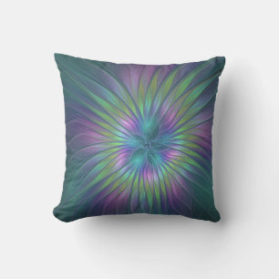 Colorful Shiny Fantasy Flower Abstract Fractal Art Buitenkussen
