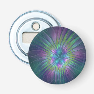 Colorful Shiny Fantasy Flower Abstract Fractal Art Button Flesopener