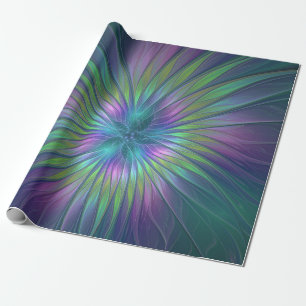 Colorful Shiny Fantasy Flower Abstract Fractal Art Cadeaupapier