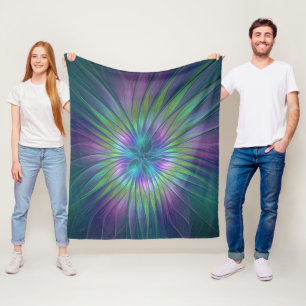 Colorful Shiny Fantasy Flower Abstract Fractal Art Fleece Deken
