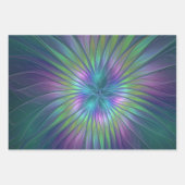 Colorful Shiny Fantasy Flower Abstract Fractal Art Inpakpapier Vel (Voorkant 3)