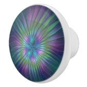 Colorful Shiny Fantasy Flower Abstract Fractal Art Keramische Knop (Rechts)