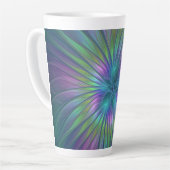 Colorful Shiny Fantasy Flower Abstract Fractal Art Latte Mok (Linkerhoek)