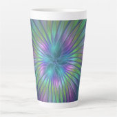 Colorful Shiny Fantasy Flower Abstract Fractal Art Latte Mok (Voorkant)